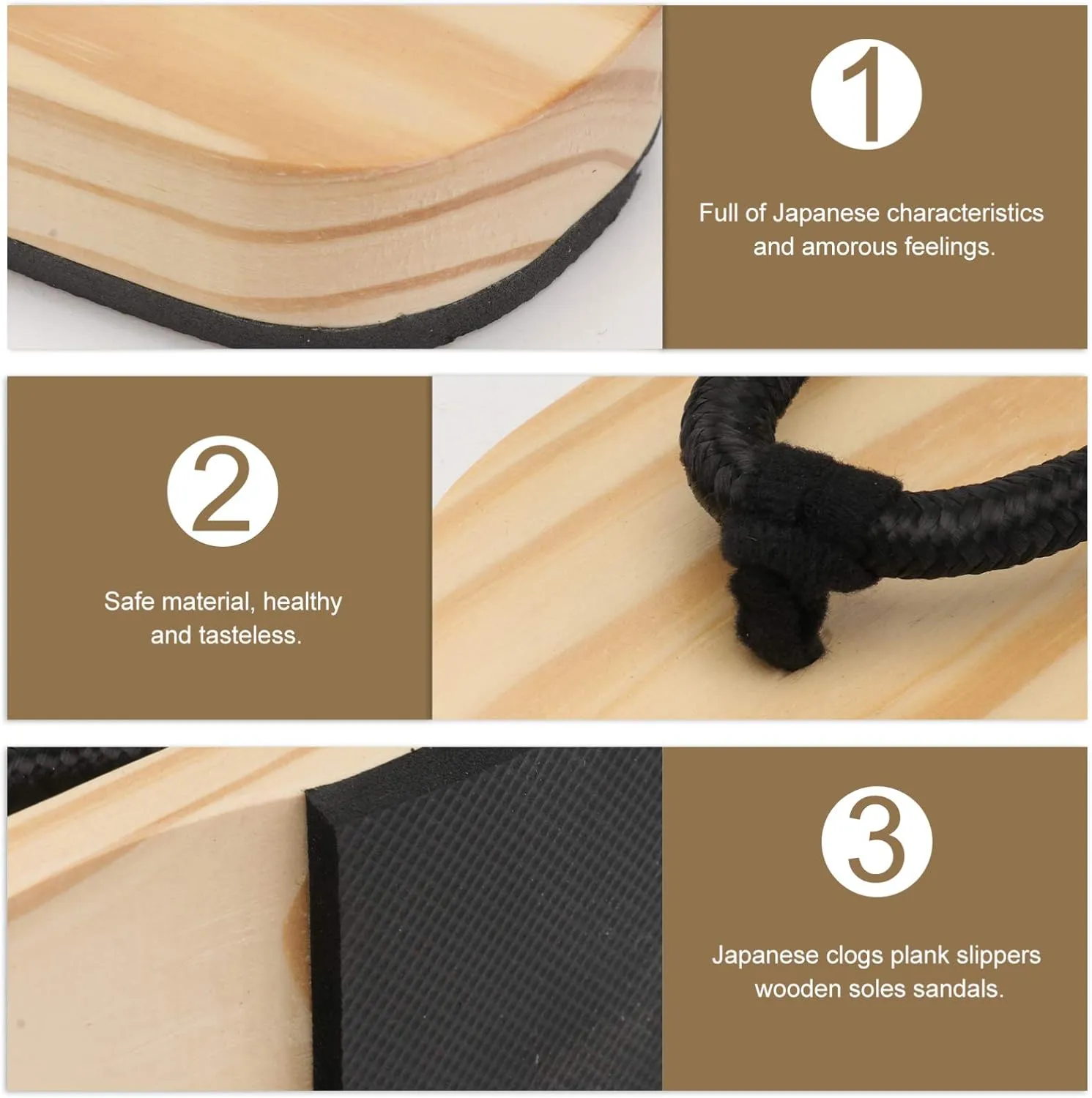 1 Pair Japanese Wooden Sandals Flip Flops Traditional Kimono Geta Sandals