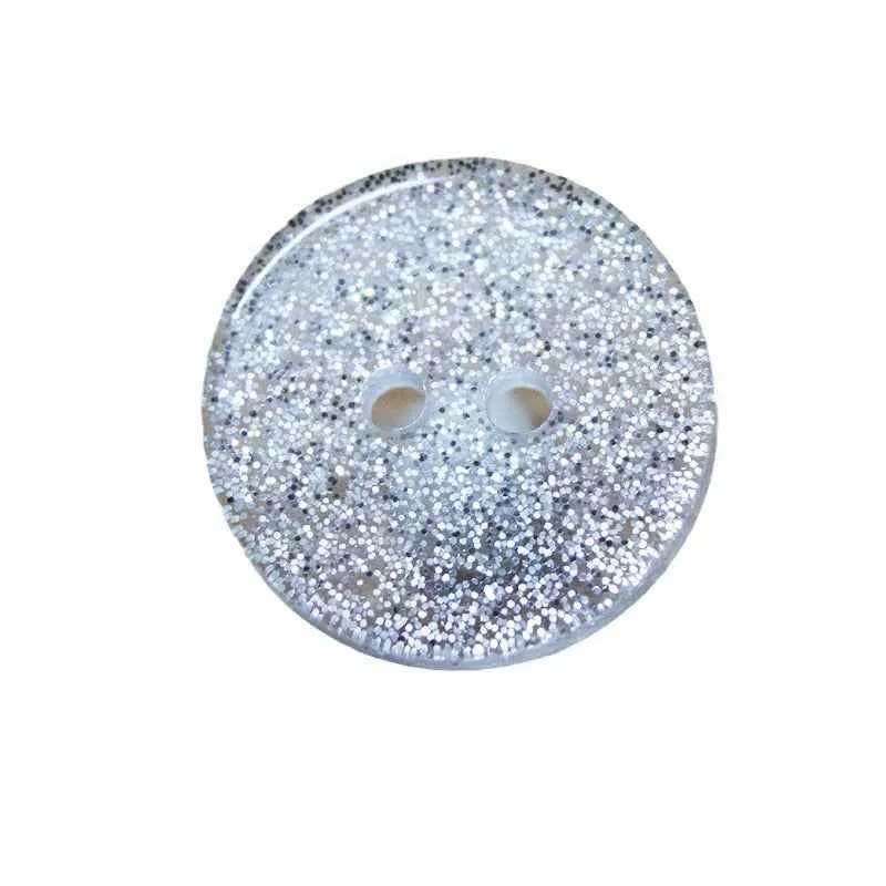 12/19mm Round 2-Hole White Transparent Glitter Resin Buttons 100pcs