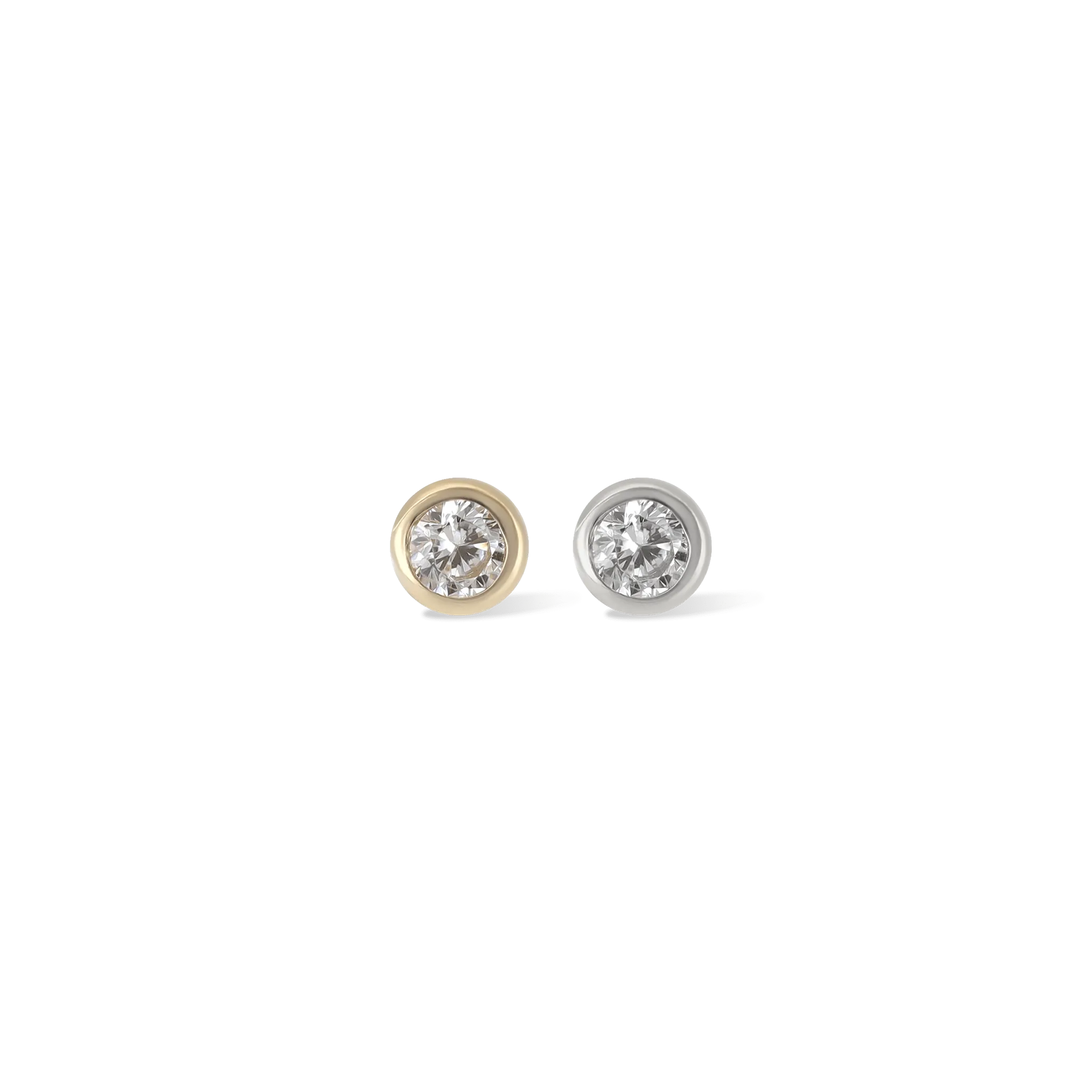 14K Gold Tiny 2mm Bezel CZ Flat Back Stud