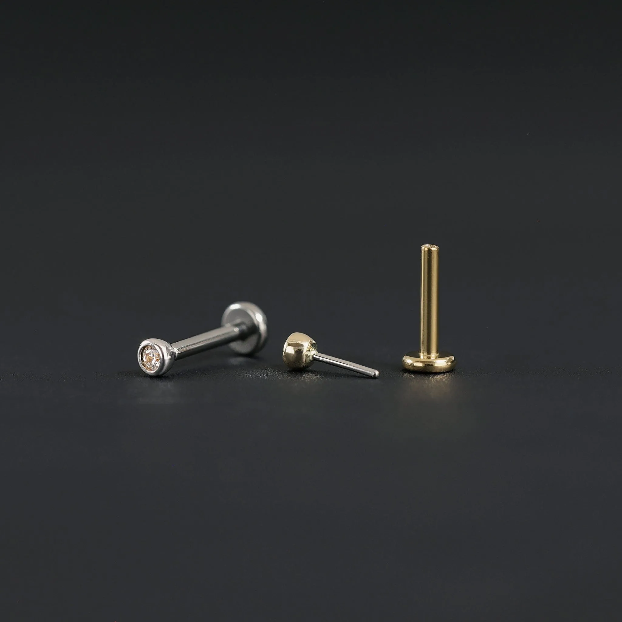 14K Gold Tiny 2mm Bezel CZ Flat Back Stud