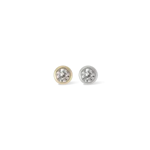 14K Gold Tiny 2mm Bezel CZ Flat Back Stud
