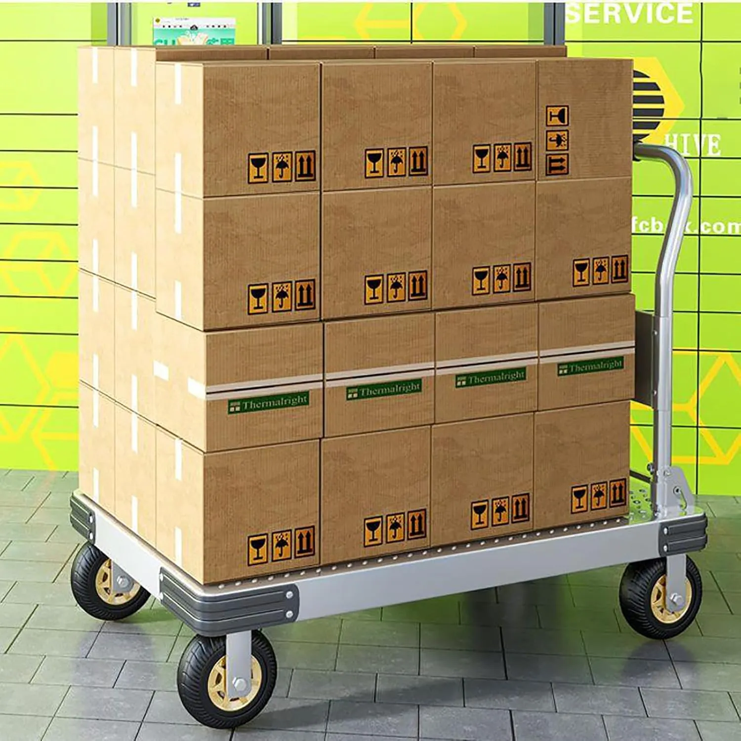 150kg-300kg Folding Platform Trolley, 4-Wheel Aluminium Rolling Trolley Flat Trolley, Foldable Handbag Trolley for Easy Transportation(Size:60 * 40)