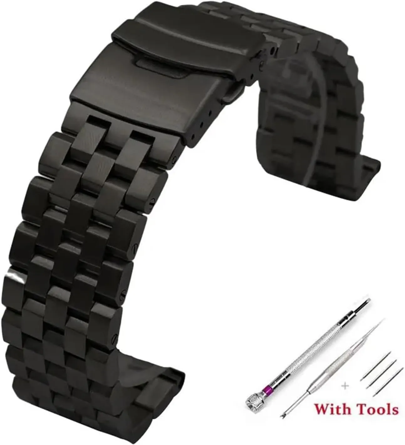 18mm 20mm 22mm 24mm 26mm Full Solid Stainless Steel Flat Interface Watch Band Straps Wristband Bracelet With Tools