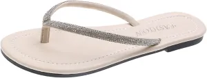 2025 Flip Flops Thong Sandals Women's Rhinestone Slippers Stylish Beach Resort Flat Sandal Slides Fashion Footwear