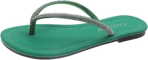 2025 Flip Flops Thong Sandals Women's Rhinestone Slippers Stylish Beach Resort Flat Sandal Slides Fashion Footwear