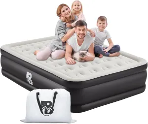 20" Queen Size Air Mattress with Built-in Pump - 2-Minute Setup, No Odd Smell, Supports 600 lbs - Perfect for Camping, Guests & Home Use - Includes Storage Bag