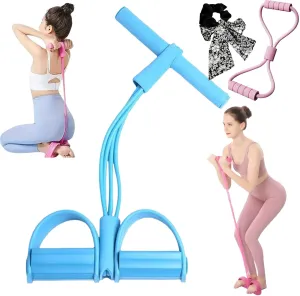 21 Fitness Resistance Bands-4 Tube Pedal Ankle Puller, Fabricateup Multifunction Pedal Resistance Band, Sit Up Exercise Equipment, Yoga Tension Rope for Abdomen, Waist, Arm, Leg