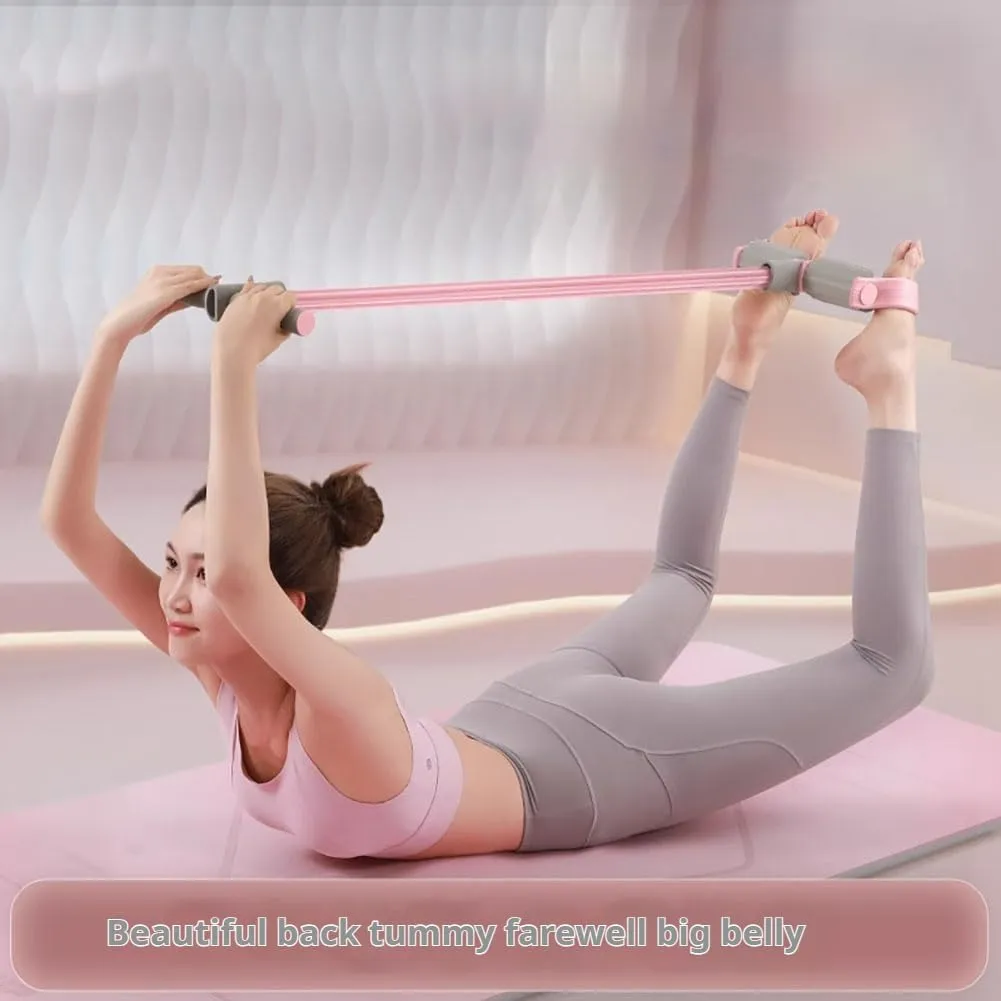 21 Fitness Resistance Bands-4 Tube Pedal Ankle Puller, Fabricateup Multifunction Pedal Resistance Band, Sit Up Exercise Equipment, Yoga Tension Rope for Abdomen, Waist, Arm, Leg