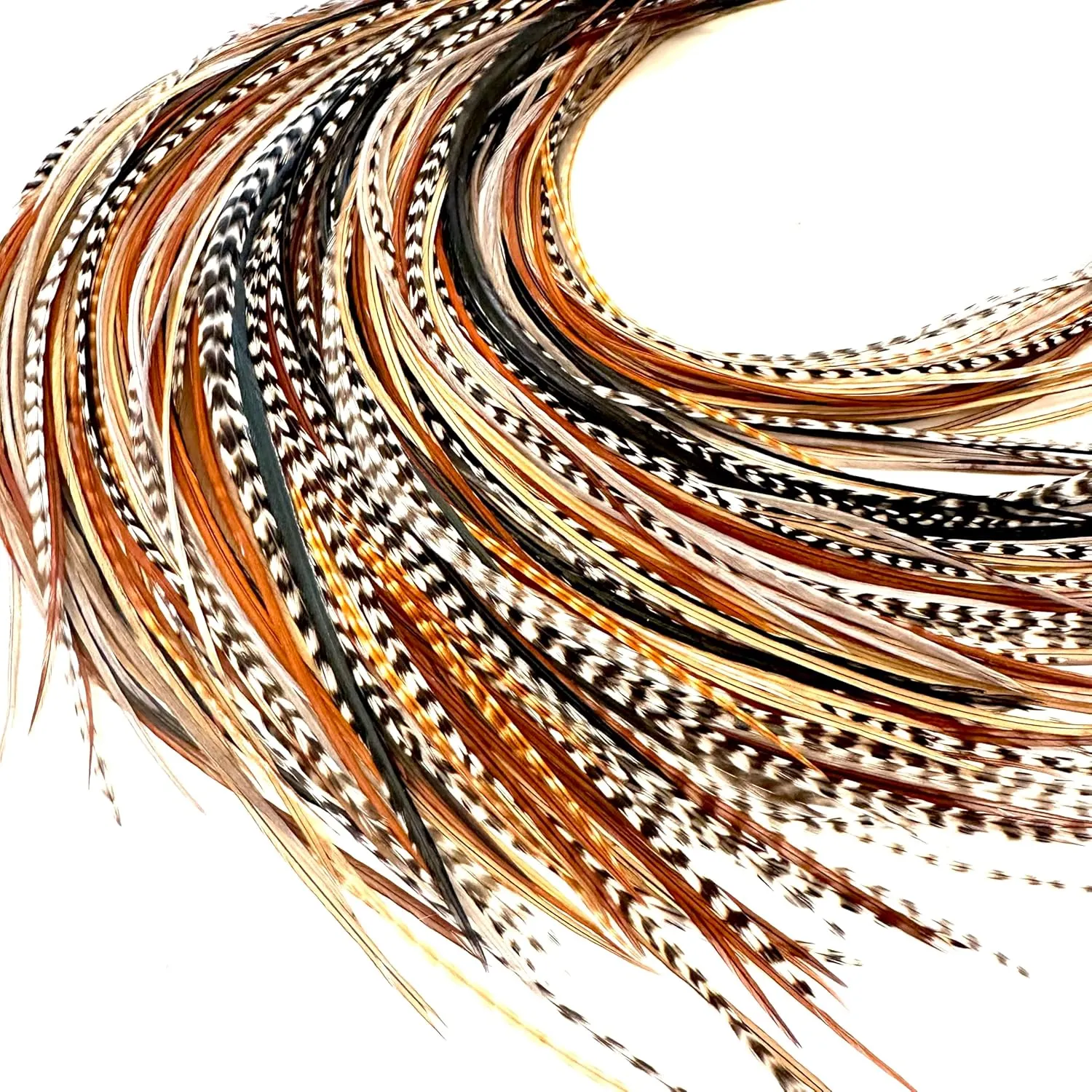 21 Natural Color Hair Feathers - 7”- 12” Long - Feathers for Hair Extension, Natural Hair Extension DIY Kit - Eye-Catching Design - 20 Micro-link Beads - 100% Real Rooster Feathers