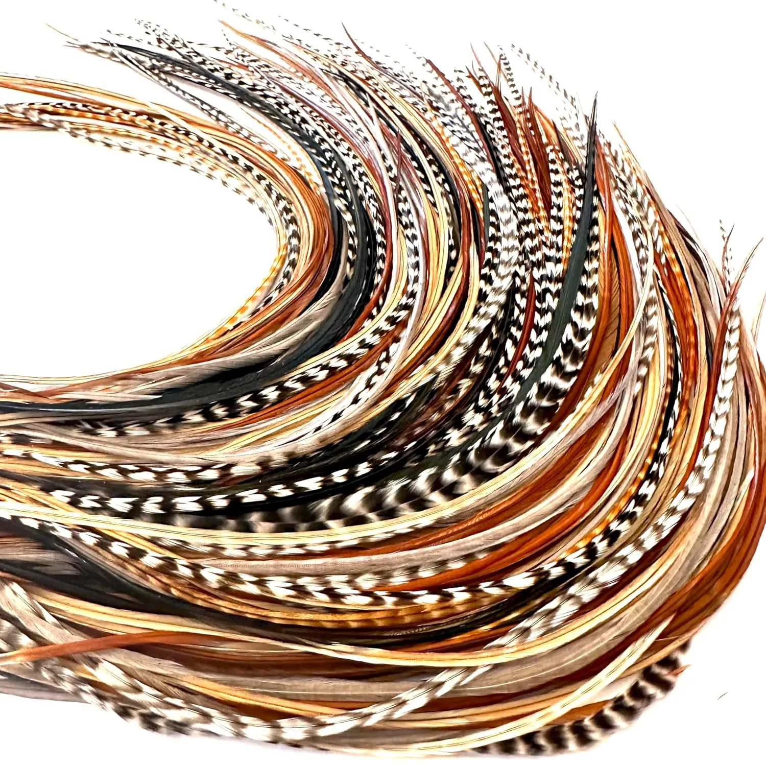 21 Natural Color Hair Feathers - 7”- 12” Long - Feathers for Hair Extension, Natural Hair Extension DIY Kit - Eye-Catching Design - 20 Micro-link Beads - 100% Real Rooster Feathers