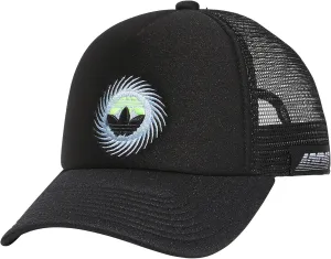 adidas Originals Boys' Youth Trefoil Spin Trucker, Black/Clear Sky Blue/Lucid Lemon Yellow, One Size