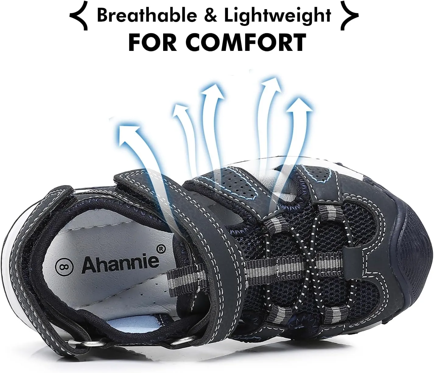 Ahannie Toddler Sandals Boys Girls Sandals – Kids Closed Toe Water Sport Outdoor Summer Beach Shoes with Hook Loop