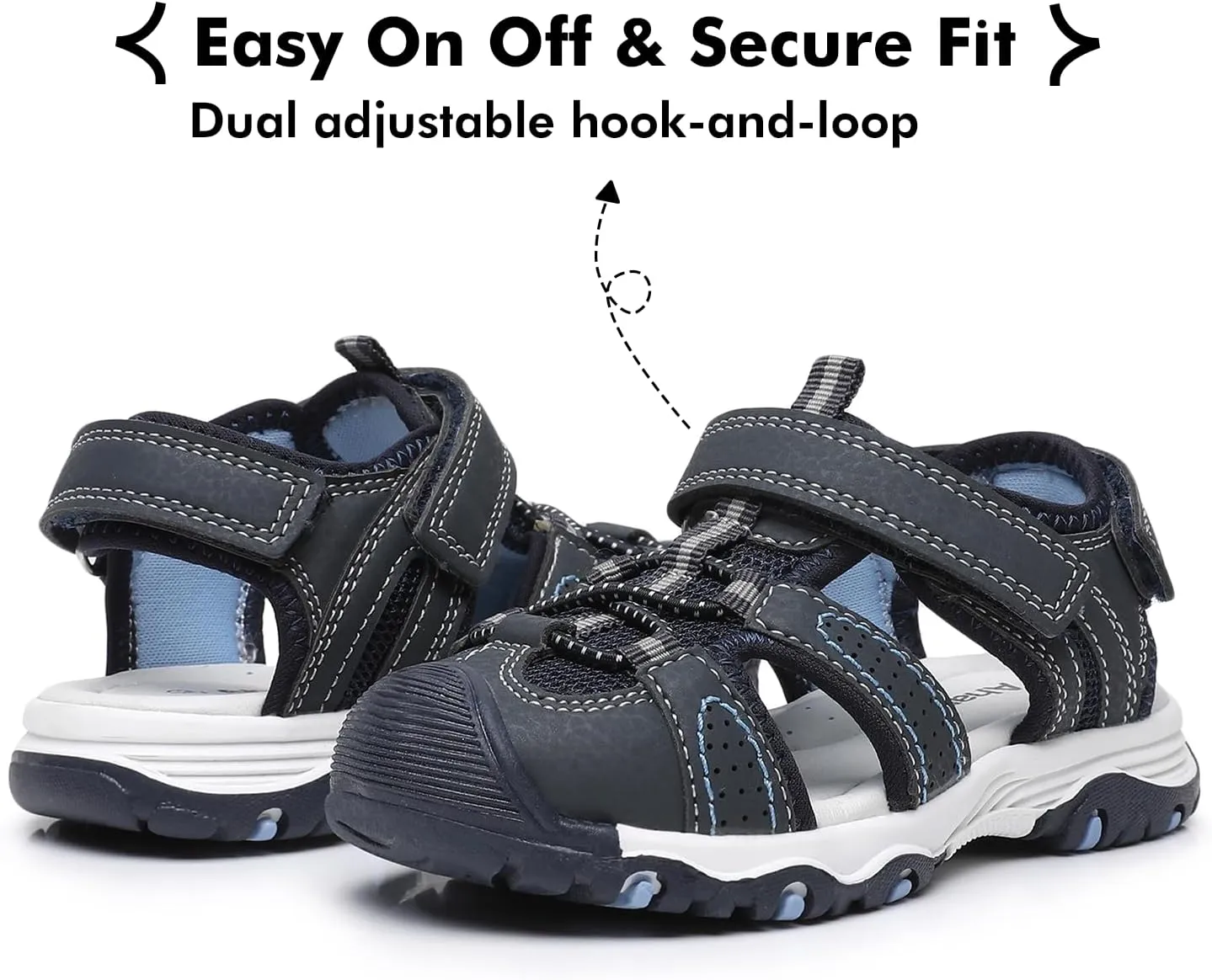 Ahannie Toddler Sandals Boys Girls Sandals – Kids Closed Toe Water Sport Outdoor Summer Beach Shoes with Hook Loop