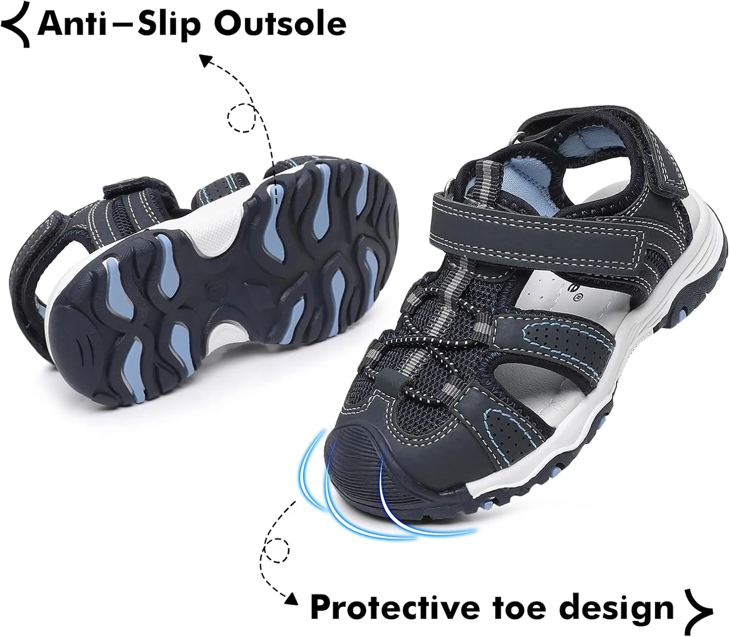 Ahannie Toddler Sandals Boys Girls Sandals – Kids Closed Toe Water Sport Outdoor Summer Beach Shoes with Hook Loop
