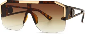 AIEYEZO Square Oversized Sunglasses Flat Top Shield Sun Glasses for Men Women One Lens Square Shades
