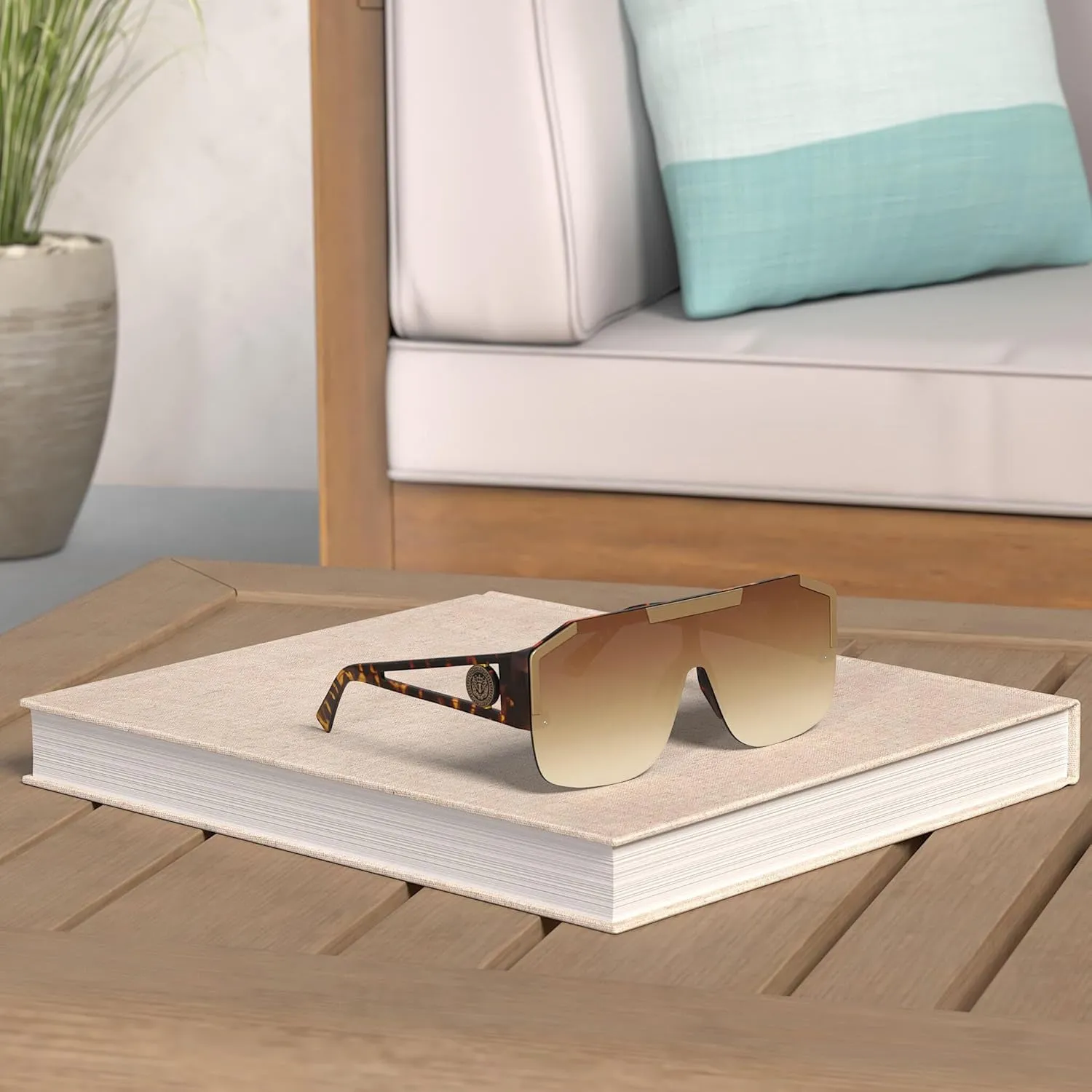 AIEYEZO Square Oversized Sunglasses Flat Top Shield Sun Glasses for Men Women One Lens Square Shades