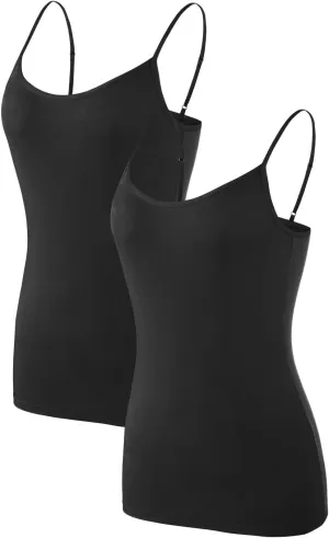 Air Curvey Women Camisole Tank Top Adjustable Straps Soft Basic Undershirts 2/4 Pack Layering Summer Tops