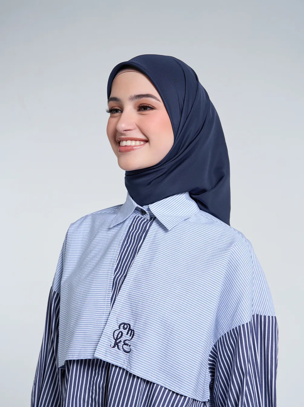 AIRY VOILE SCARF PLAIN DENIM BLUE