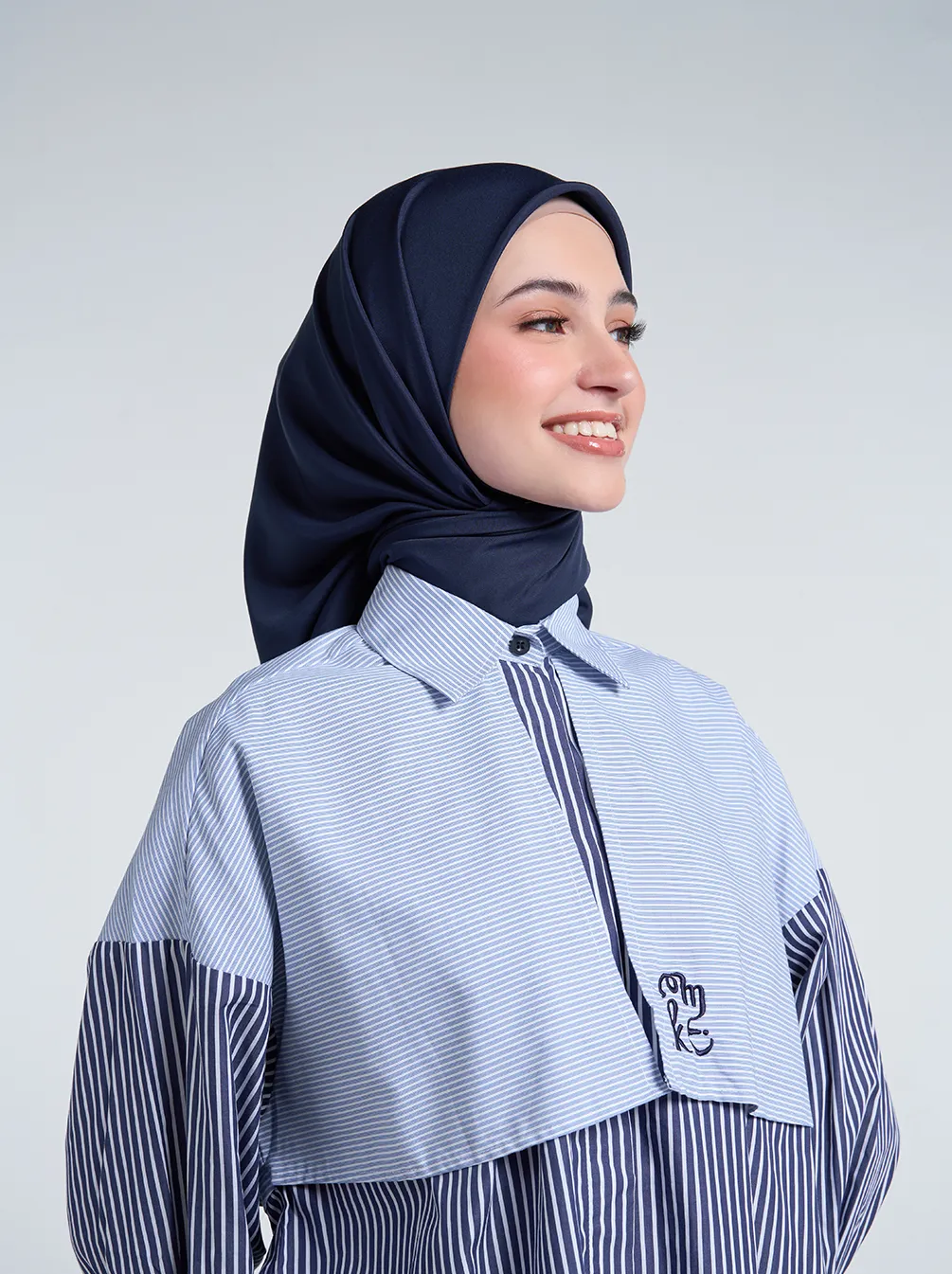AIRY VOILE SCARF PLAIN DENIM BLUE