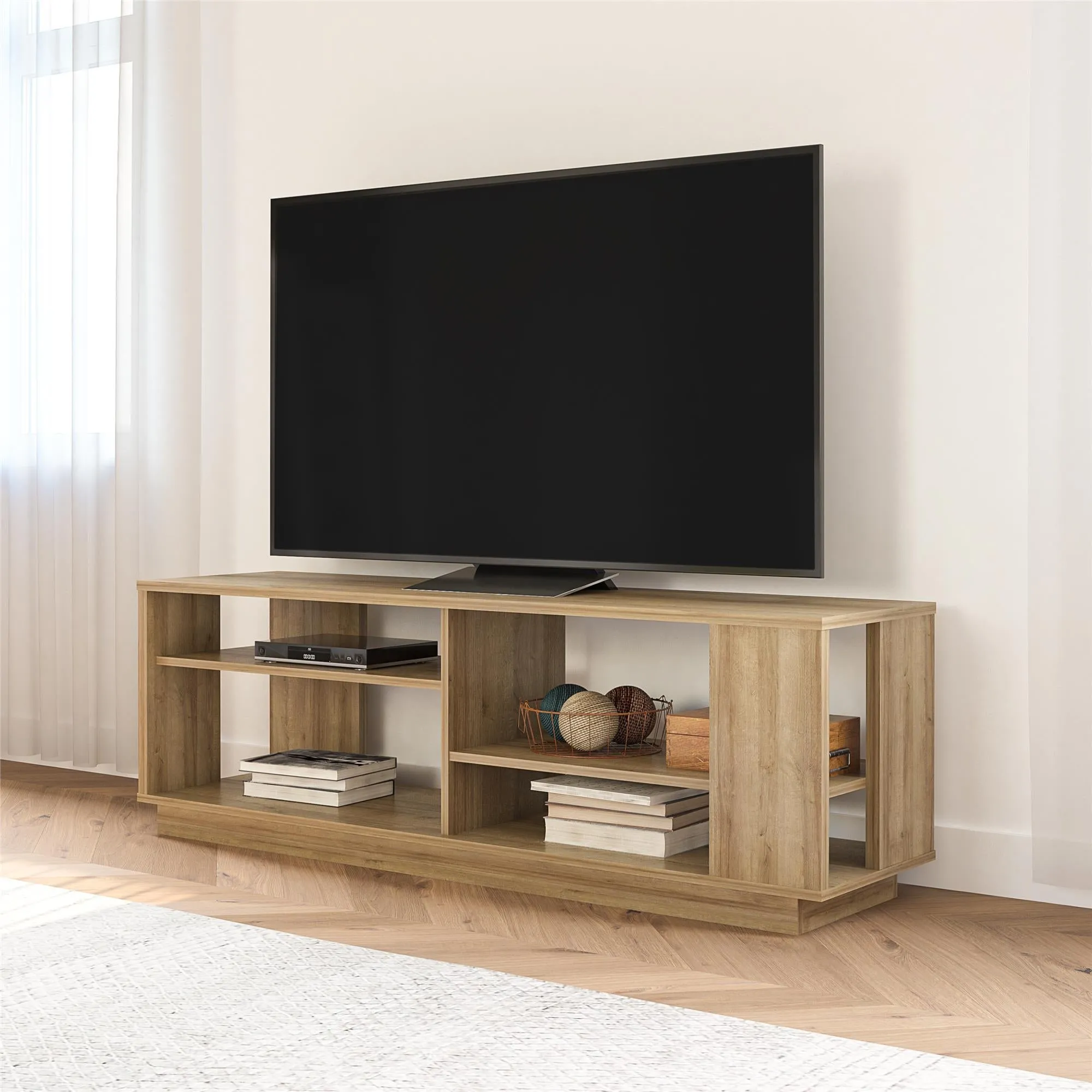 Ameriwood Home Knowle Contemporary TV Stand for TVs up to 60" - Natural|Meuble pour téléviseur contemporain Knowle d’Ameriwood Home pour téléviseurs jusqu’à 60 po - naturel