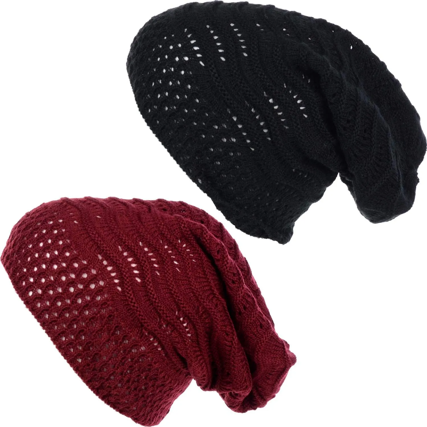 an Adult Slouchy Beanie Hat Open Weave Crochet Mesh Light Fashion Baggy Cap