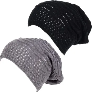 an Adult Slouchy Beanie Hat Open Weave Crochet Mesh Light Fashion Baggy Cap