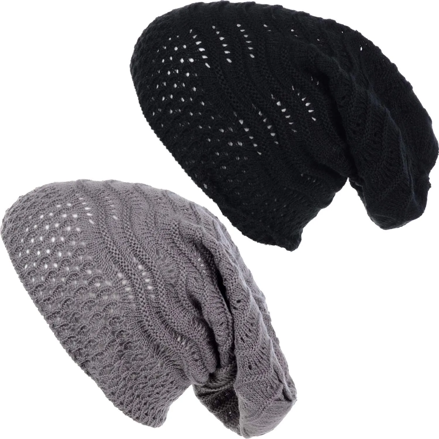 an Adult Slouchy Beanie Hat Open Weave Crochet Mesh Light Fashion Baggy Cap