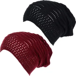 an Adult Slouchy Beanie Hat Open Weave Crochet Mesh Light Fashion Baggy Cap