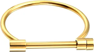 ANBALA Stylish Titanium Steel D Shape Bar Screw and Shackle Cuff Bangle Bracelet for Unisex