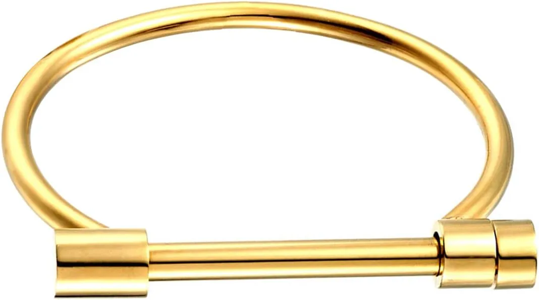 ANBALA Stylish Titanium Steel D Shape Bar Screw and Shackle Cuff Bangle Bracelet for Unisex
