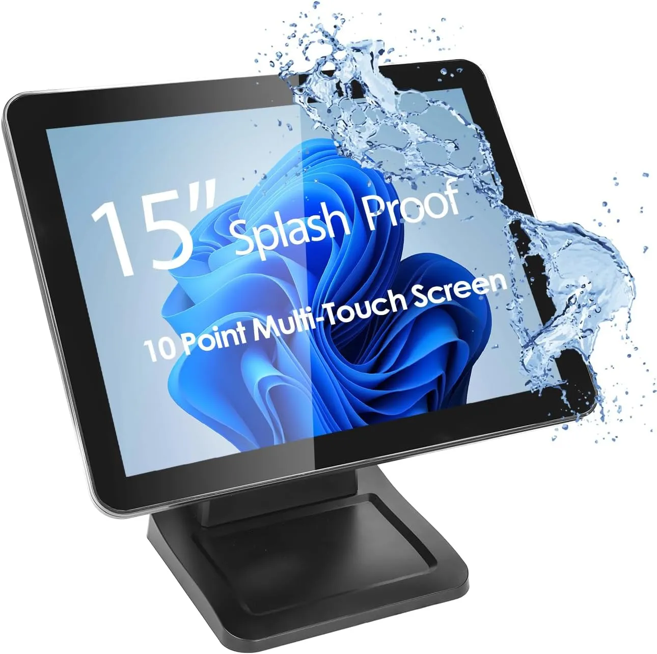ANGEL POS 15-Inch 4:3 Capacitive LED Backlit Multi-Touch Monitor, True Flat Seamless Design Touchscreen with Metal POS Stand, for Office, POS, Retail, Restaurant, Bar, Gym, Warehouse