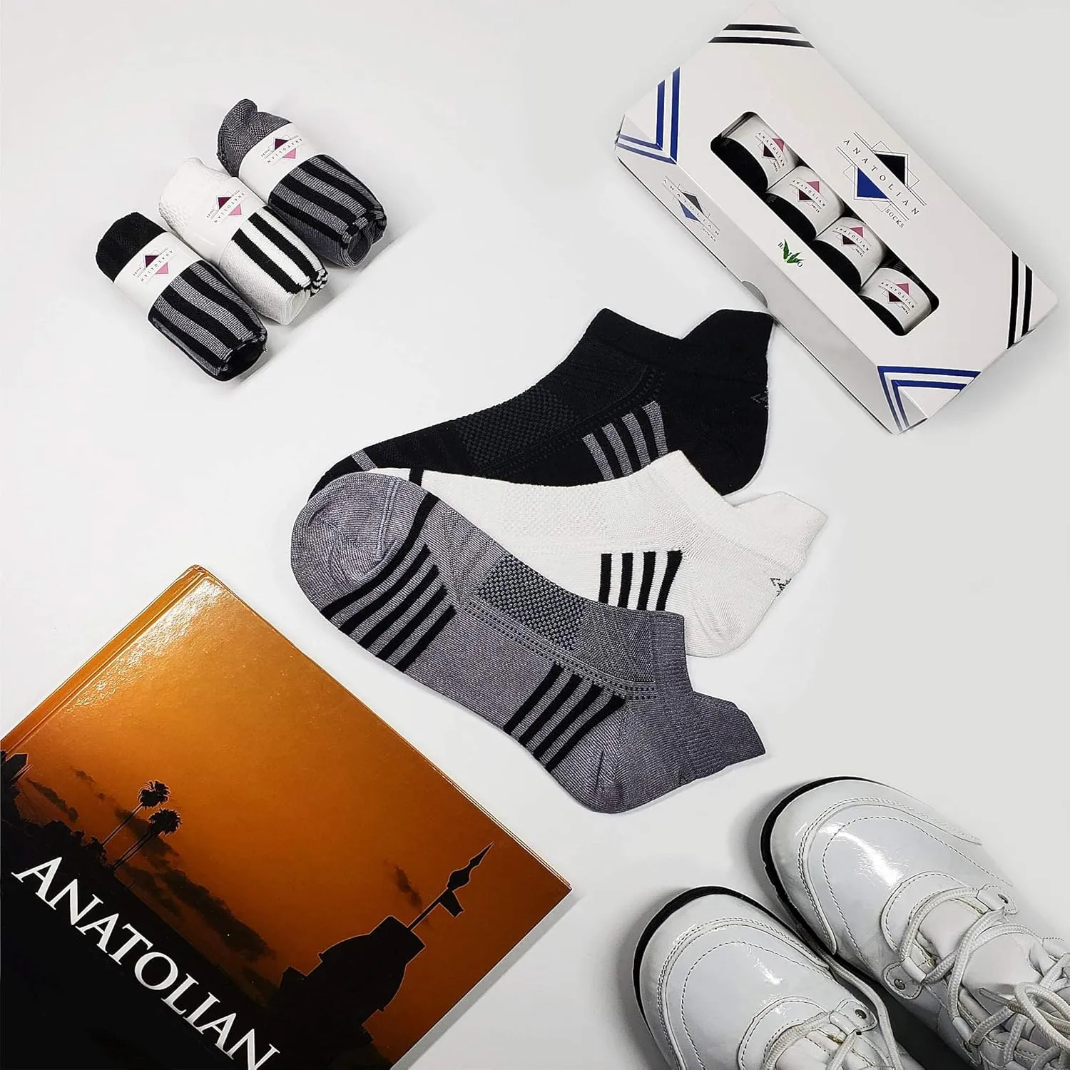 Ankle Socks with back Heel Tab for Men Low Cut Cool Comfort Fit Athletic Performance 6 pair pack