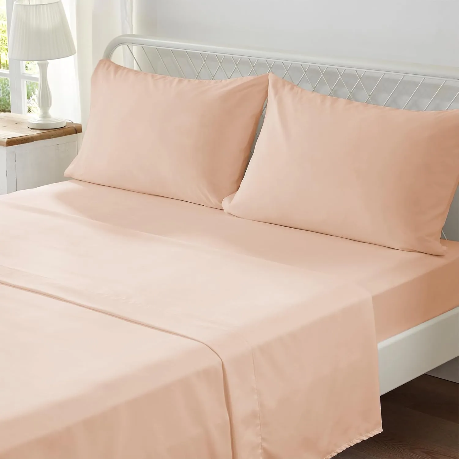 Anluoer Queen Comforter Set, Pink Tufted Bed in a Bag 7 Pieces with comforters and Sheets, All Season Bedding Sets 1 Comforter, 2 PillowShams, Pillowcases, Flat Sheet, Fitted Sheet (ANUS23CF04PI8888)