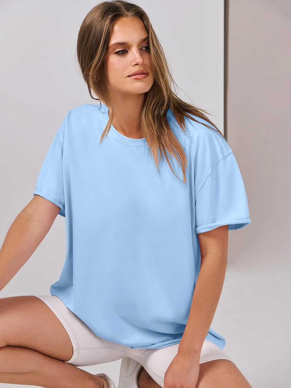 ANRABESS Womens Tops Oversized T Shirts Loose Fit Short Sleeve Crewneck Summer Casual 2025 Trendy Boxy Tee Blouse