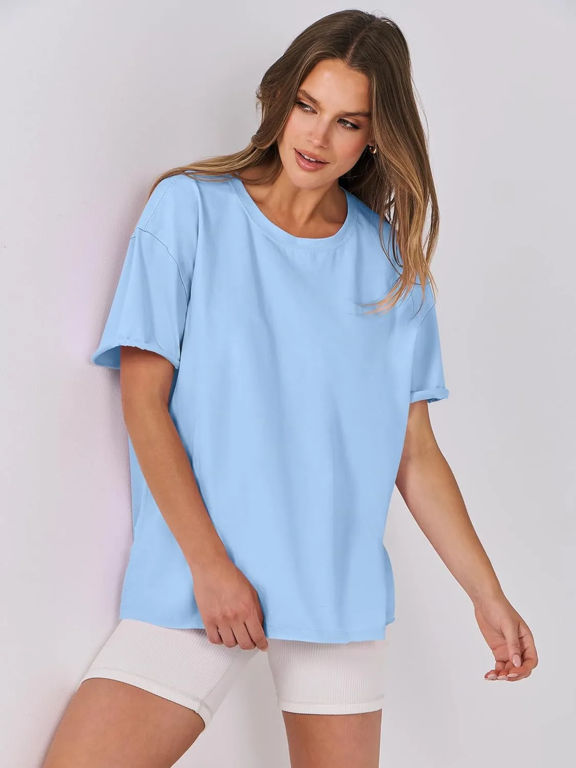 ANRABESS Womens Tops Oversized T Shirts Loose Fit Short Sleeve Crewneck Summer Casual 2025 Trendy Boxy Tee Blouse
