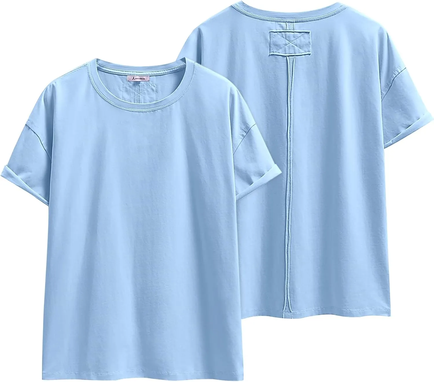 ANRABESS Womens Tops Oversized T Shirts Loose Fit Short Sleeve Crewneck Summer Casual 2025 Trendy Boxy Tee Blouse