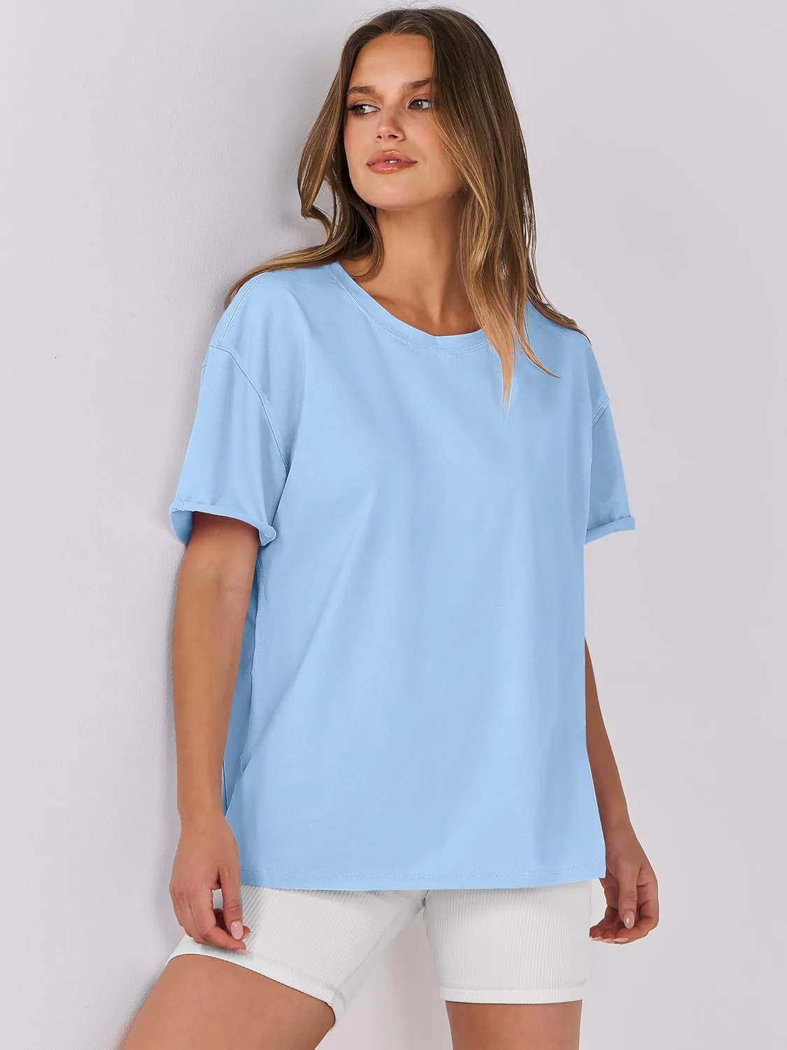 ANRABESS Womens Tops Oversized T Shirts Loose Fit Short Sleeve Crewneck Summer Casual 2025 Trendy Boxy Tee Blouse