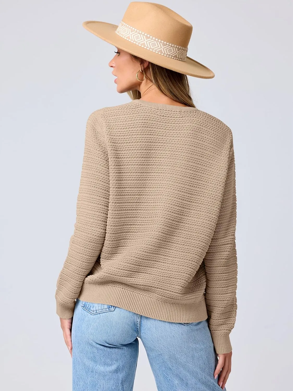 ANRABESS Women's Tweed Knit Cardigan Sweater Casual Long Sleeve Cropped Button Down Lady Jackets 2025 Spring Fashion Outwear