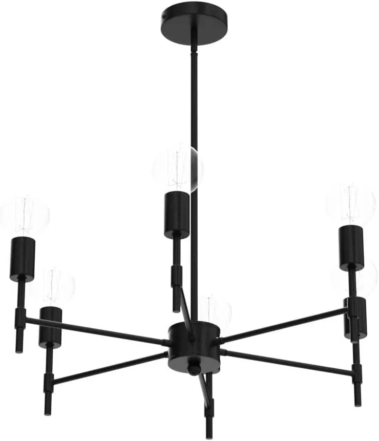 ASGYISA 6-Ceiling Light Black Sputnik Chandelier Metal Modern Semi Flush Mount Fixture Pendant Lights Industrial Farmhouse for Bedroom Kitchen Dining Room Living Room Laundry Room E26 Base