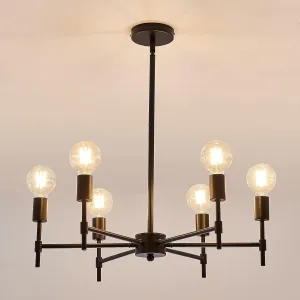 ASGYISA 6-Ceiling Light Black Sputnik Chandelier Metal Modern Semi Flush Mount Fixture Pendant Lights Industrial Farmhouse for Bedroom Kitchen Dining Room Living Room Laundry Room E26 Base