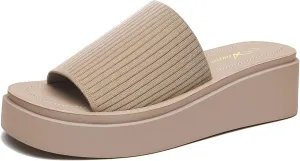 Athlefit Women's Slip On Platform Sandals Comfortable Open Toe Summer Flatform Slide Sandals