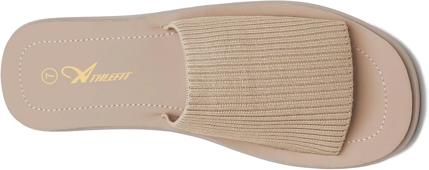 Athlefit Women's Slip On Platform Sandals Comfortable Open Toe Summer Flatform Slide Sandals