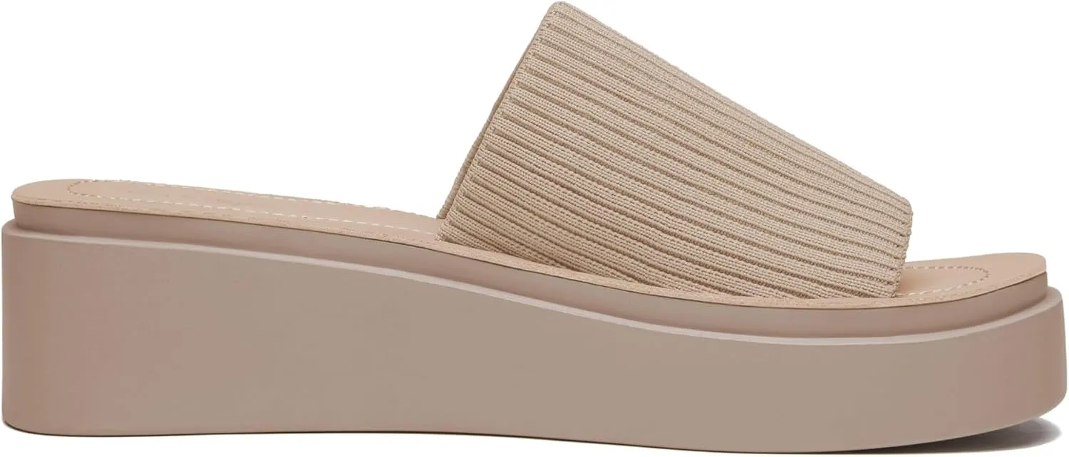 Athlefit Women's Slip On Platform Sandals Comfortable Open Toe Summer Flatform Slide Sandals