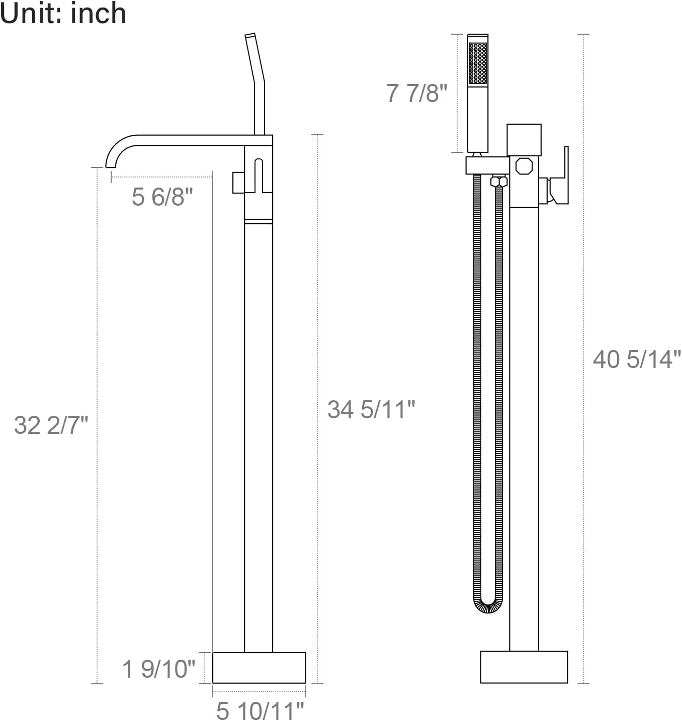 BAGNOLUX Freestanding Bathtub Faucet Tub Filler Floor Mount Bathroom Faucets Brass Single Handle with Hand Shower (Waterfall Style A, Matte Black)