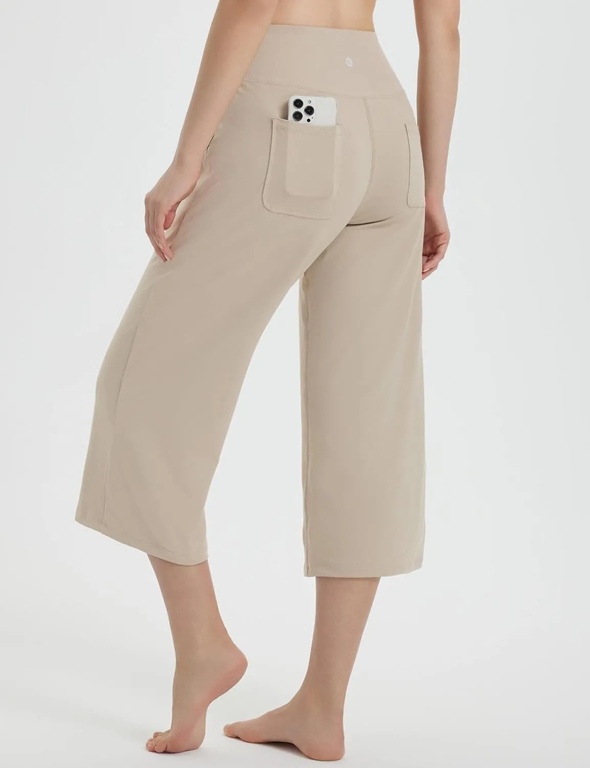 baleaf Women's Capri Pants Wide Leg Yoga Dress Capris High Waist Cropped Pants with Pockets Loose Lounge Travel Summer