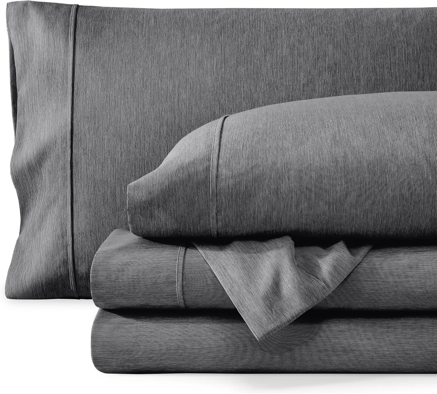 Bare Home Queen Sheet Set - Luxury 1800 Ultra-Soft Microfiber Bed Sheets - Double Brushed - Deep Pockets - Easy Fit - 4 Piece Set - Bedding Sheets & Pillowcases (Queen, Heathered Grey)