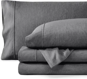 Bare Home Queen Sheet Set - Luxury 1800 Ultra-Soft Microfiber Bed Sheets - Double Brushed - Deep Pockets - Easy Fit - 4 Piece Set - Bedding Sheets & Pillowcases (Queen, Heathered Grey)