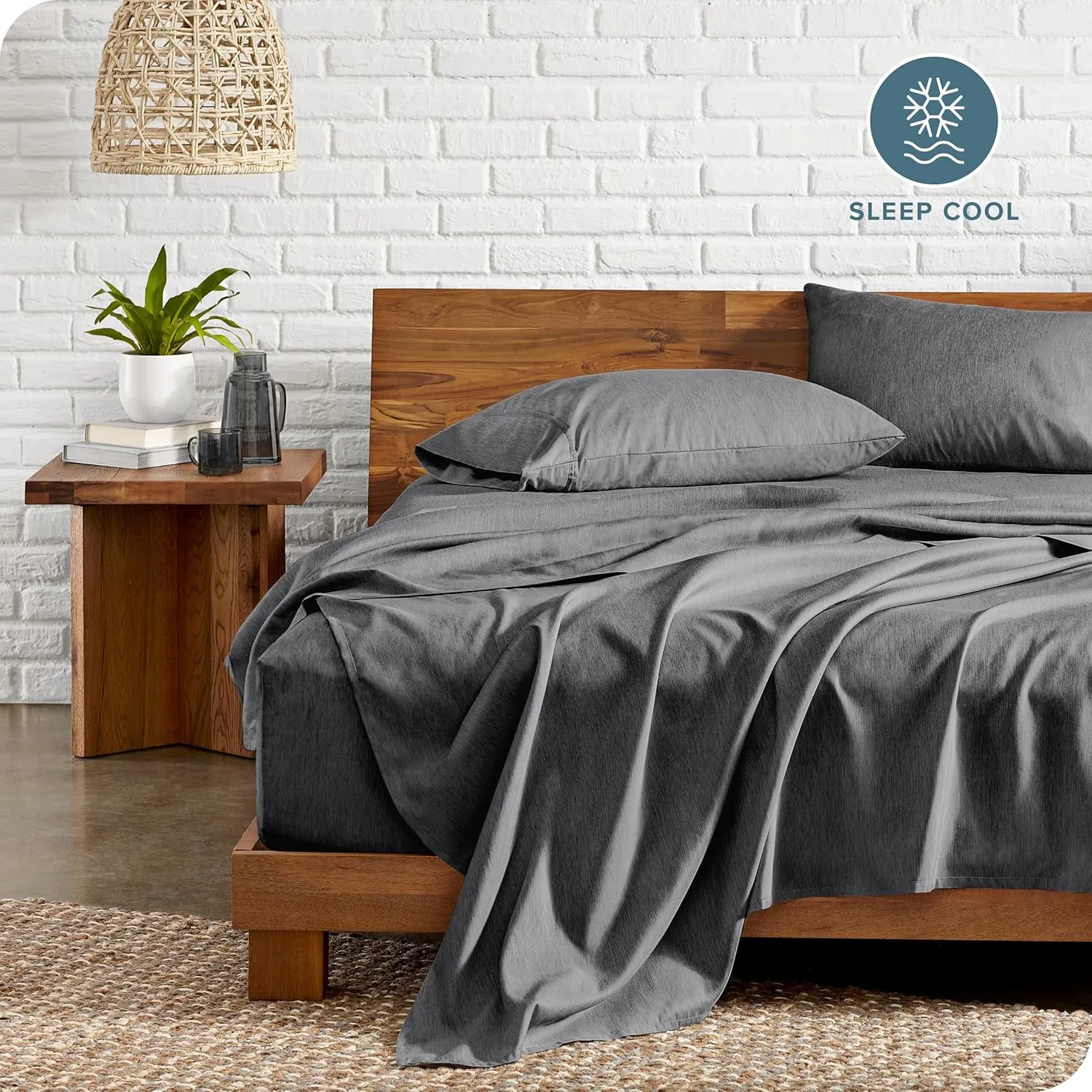 Bare Home Queen Sheet Set - Luxury 1800 Ultra-Soft Microfiber Bed Sheets - Double Brushed - Deep Pockets - Easy Fit - 4 Piece Set - Bedding Sheets & Pillowcases (Queen, Heathered Grey)