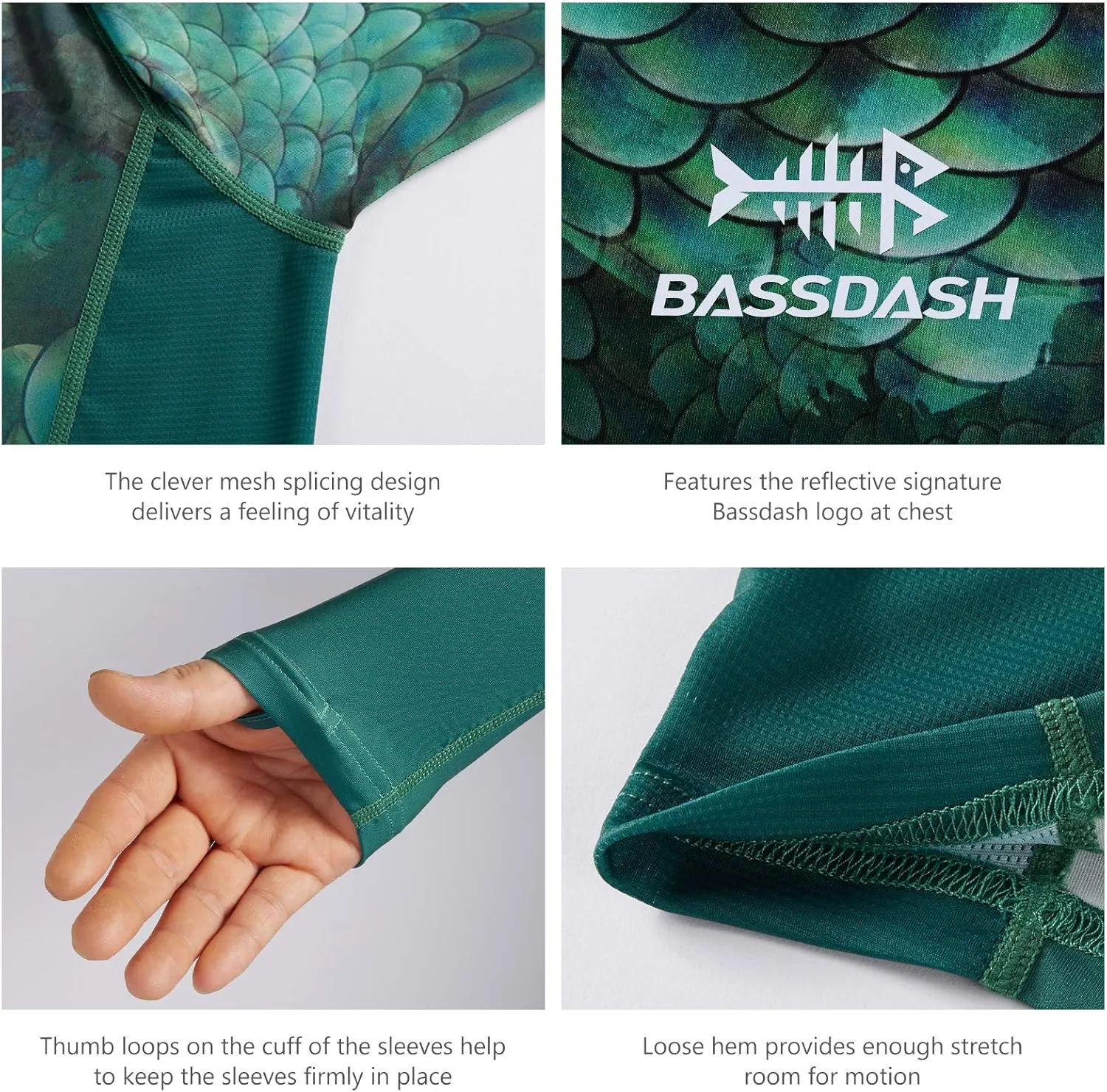 BASSDASH FS14M Men's Camo Gradient Performance Long Sleeve Fishing Shirt UPF50 