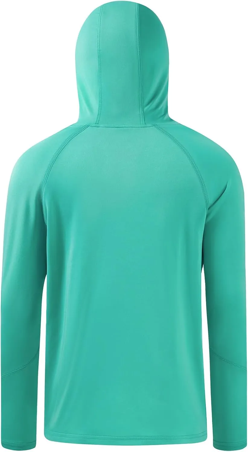 BASSDASH Youth UPF 50  Hooded Shirts with Mask UV Neck Gaiter Sun Protection Long Sleeve T Shirt for Fishing Swim